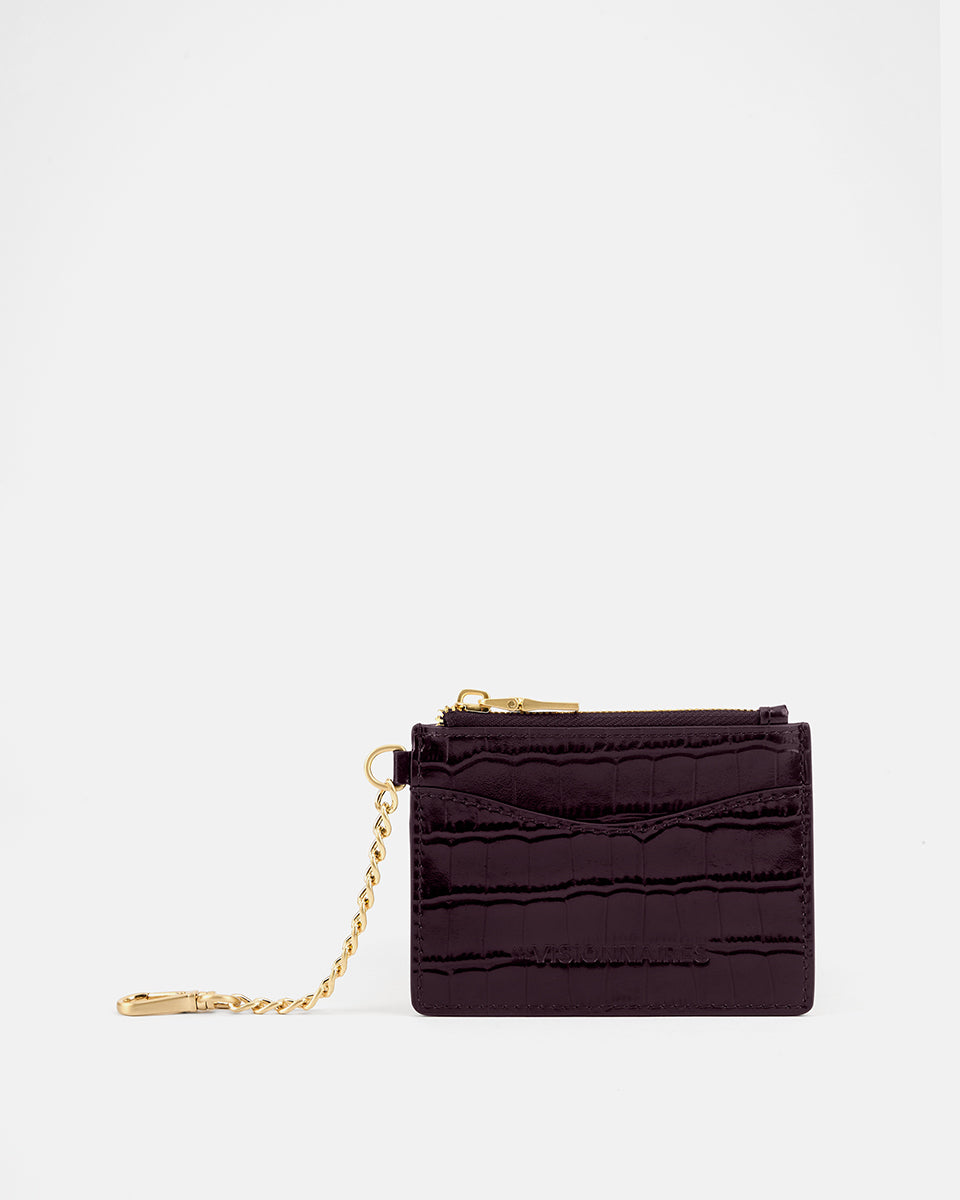 LES VISIONNAIRES- Kartenetui>Damen>Leder Kartenetui- CLEMENCE CROCO- black / OS-chocolate brown / OS-bordeaux red / OS