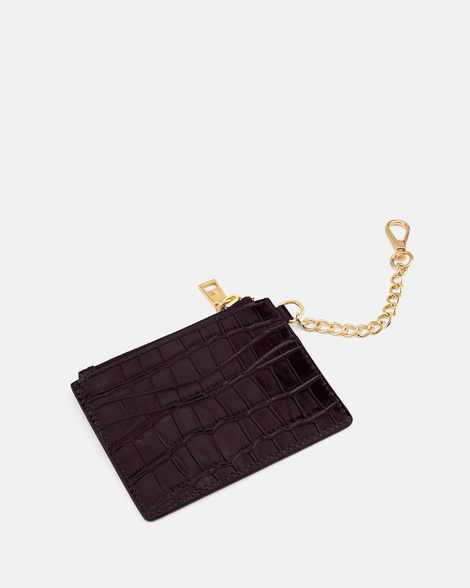 LES VISIONNAIRES- Kartenetui>Damen>Leder Kartenetui- CLEMENCE CROCO- black / OS-chocolate brown / OS-bordeaux red / OS