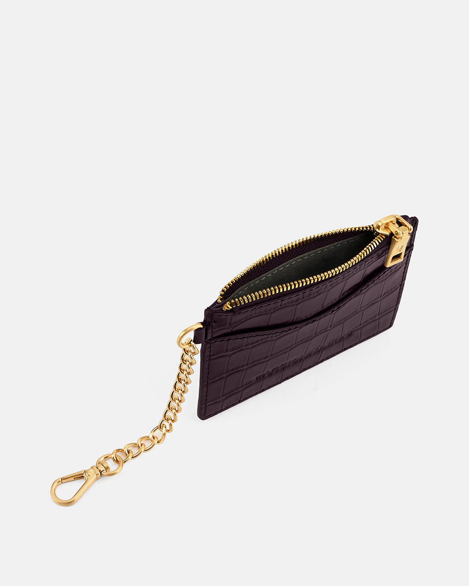 LES VISIONNAIRES- Kartenetui>Damen>Leder Kartenetui- CLEMENCE CROCO- black / OS-chocolate brown / OS-bordeaux red / OS