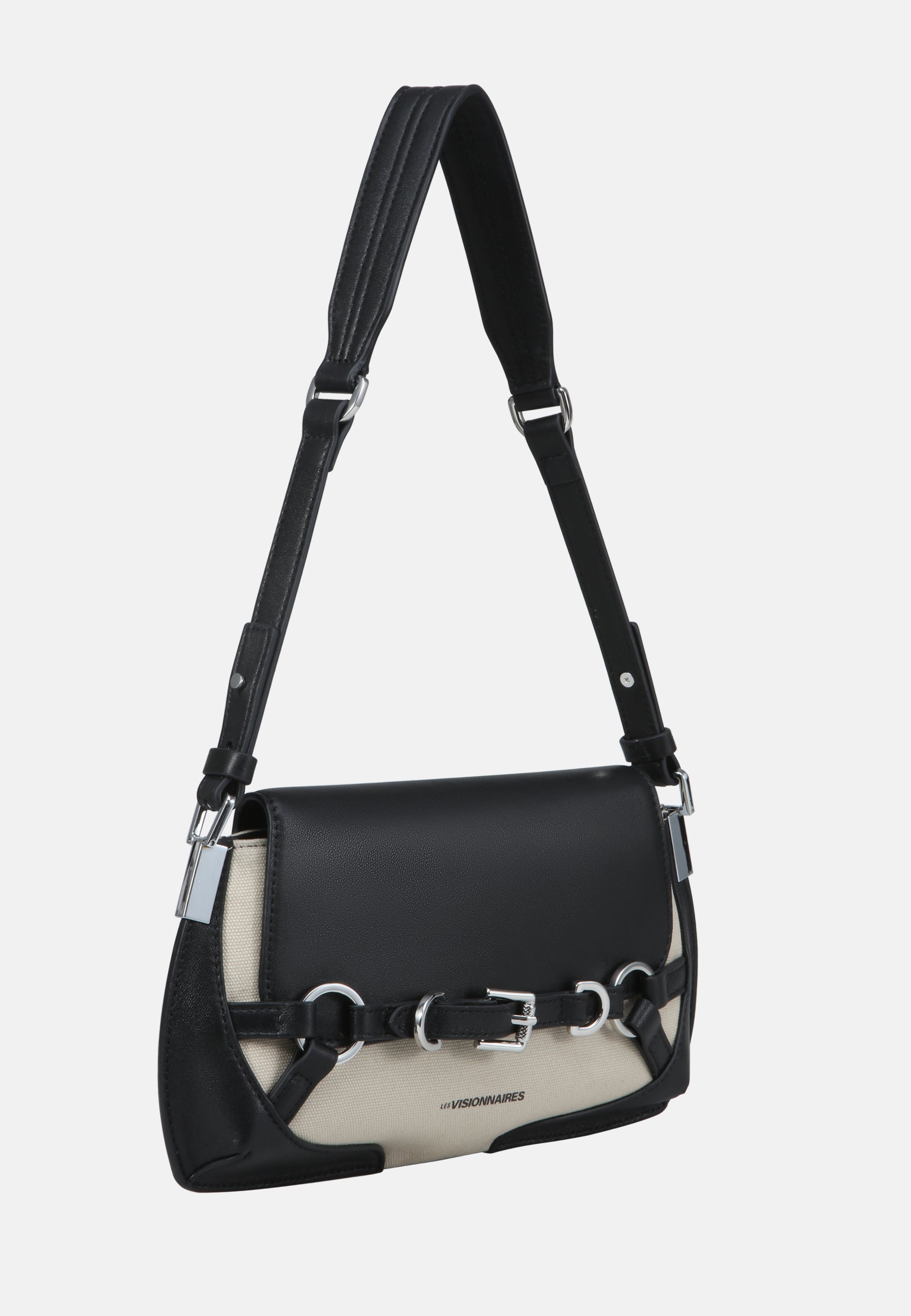 LES VISIONNAIRES- Handtaschen>Damen>Ledertaschen>Canvas Taschen>Schultertaschen- CARO CANVAS- off white / black / OS